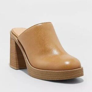 Women's Tess Platform Mule Heels in Tan | size 8.5| Excellent Condition